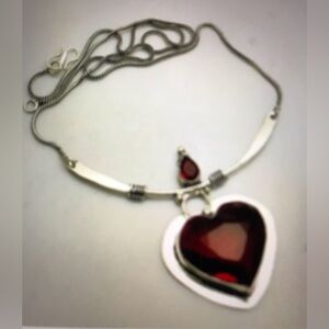 Garnet Stamped 925 Sterling Silver Necklace